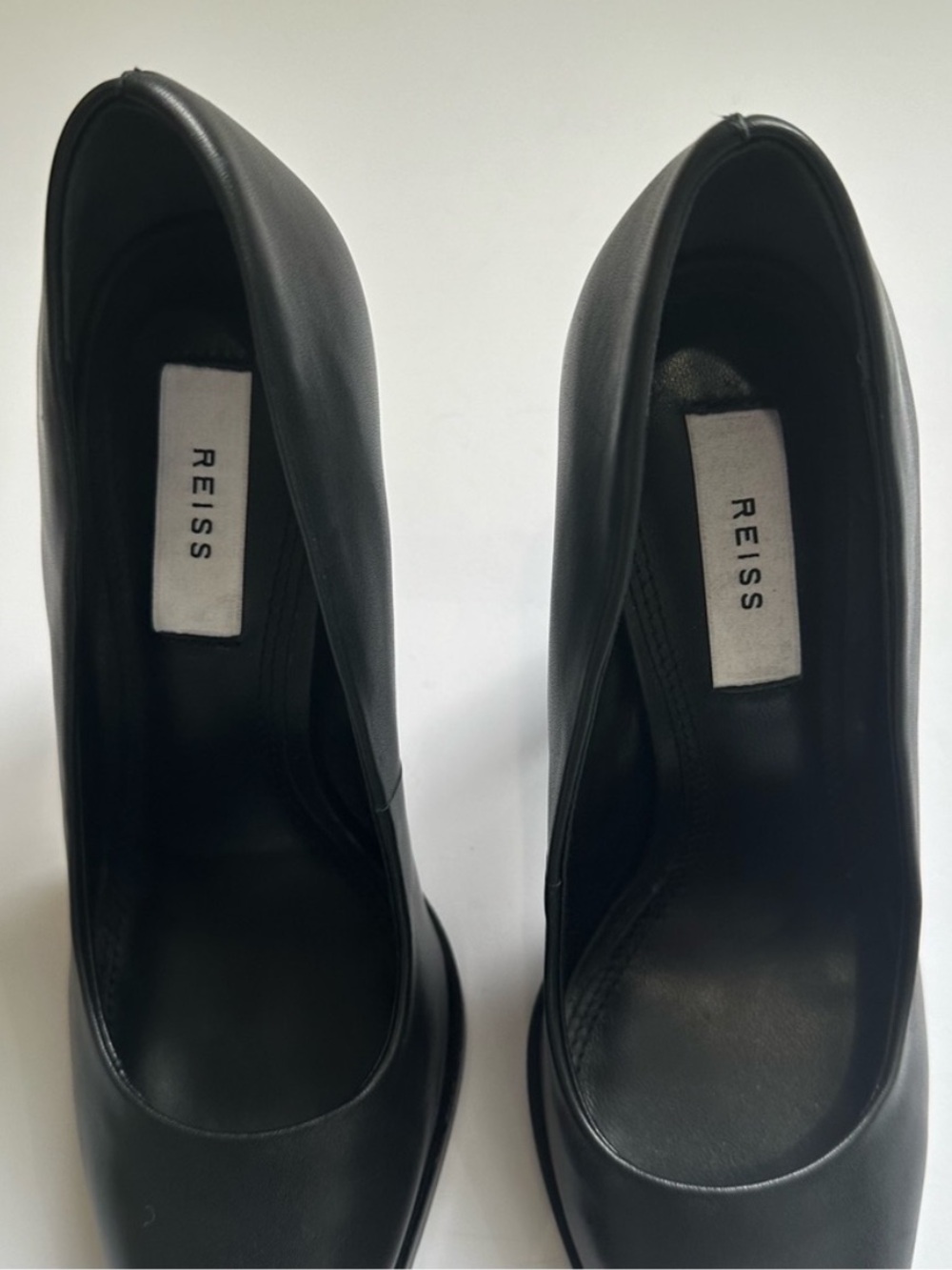 Reiss Black Pointed Leather Stiletto Heels - Picture 7 of 10